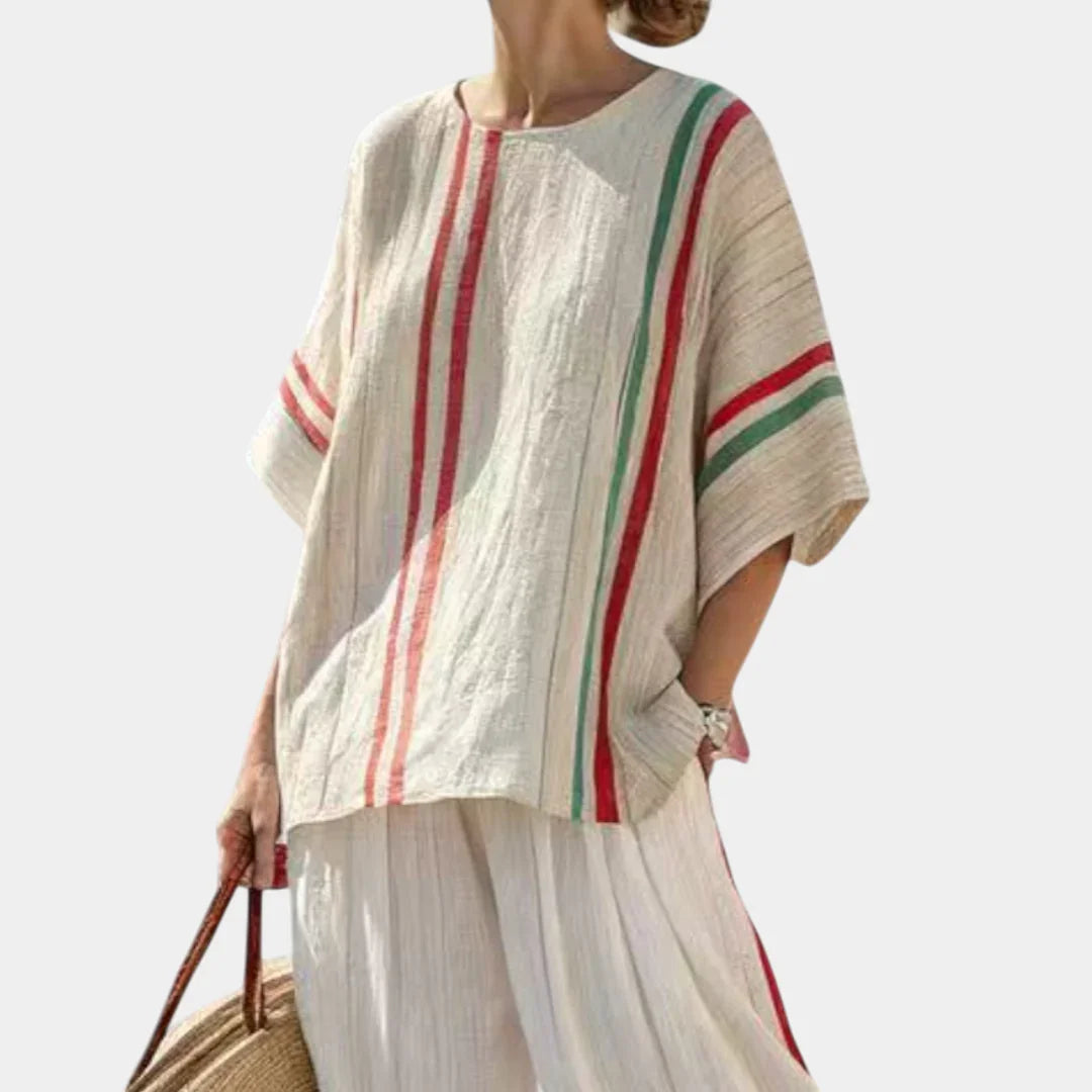 Noemi | Blouse boho imprimée et pantalons larges confortables