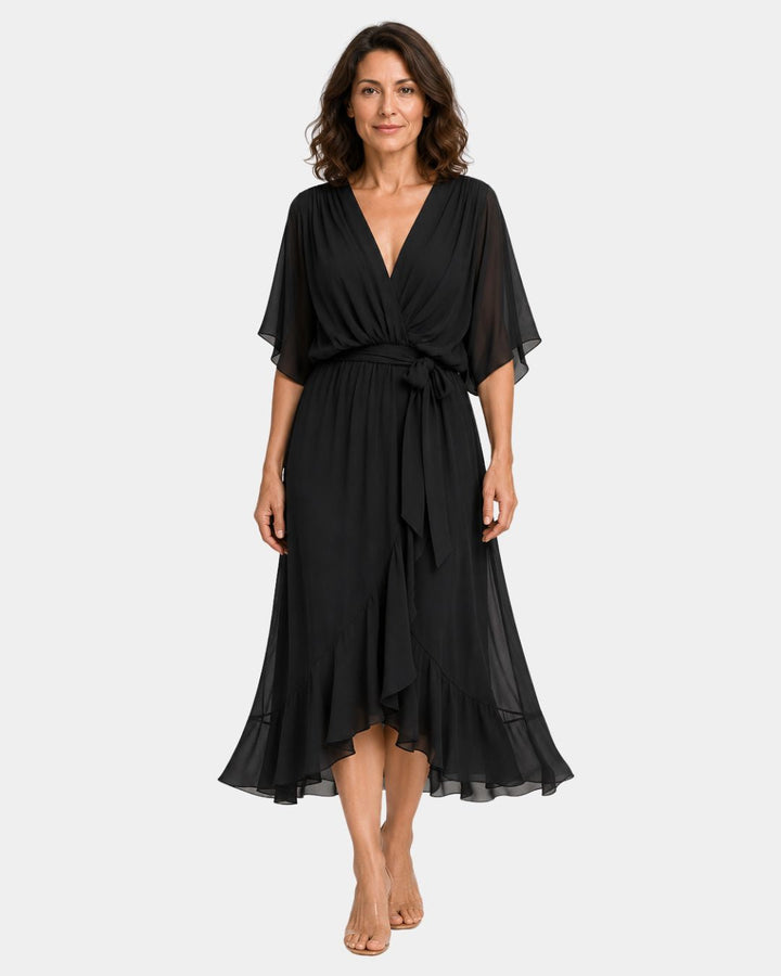 Carmen | Robe en chiffon avec décolleté en V