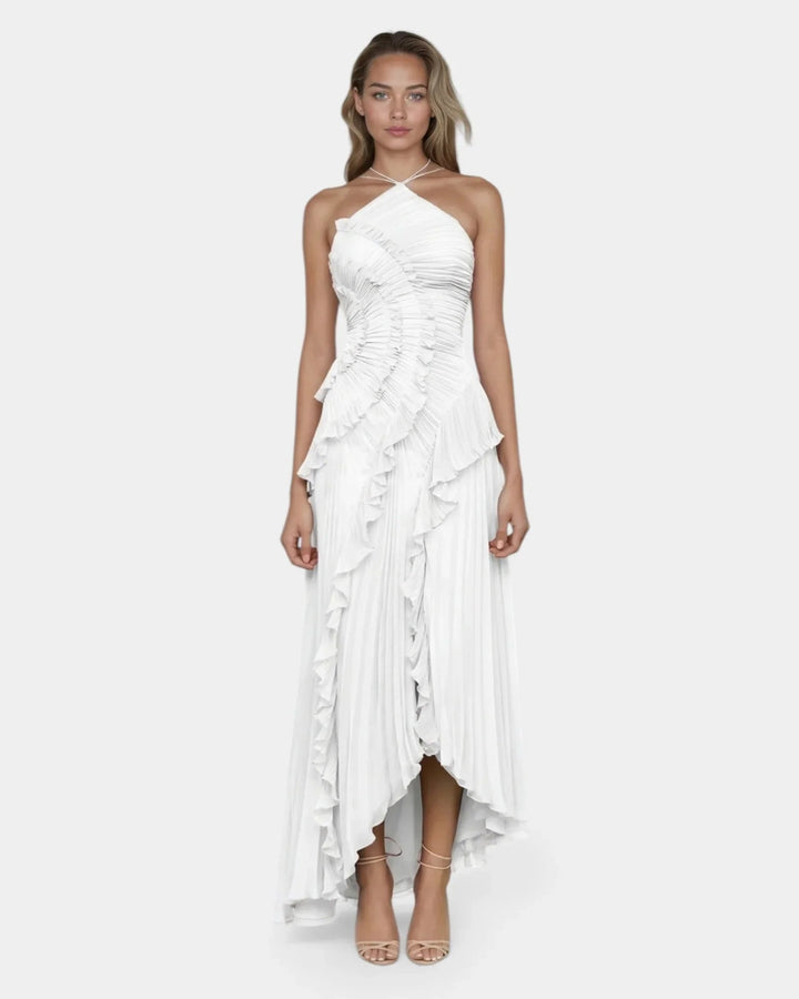 Féodora I Robe Maxi Asymétrique Lavande à Volants