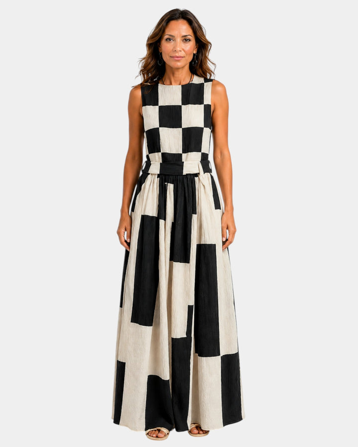 Angelica | Robe sans manches à carreaux