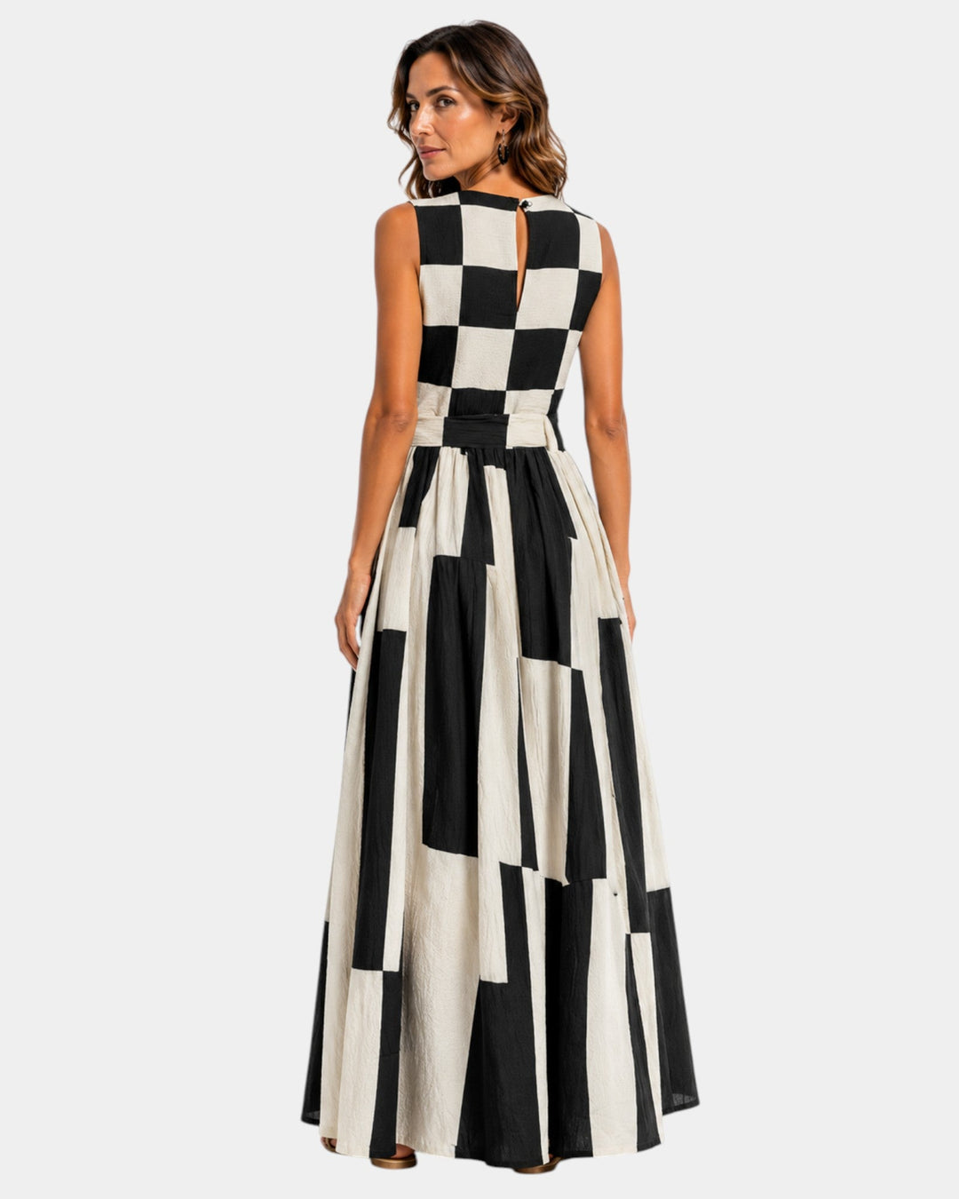 Angelica | Robe sans manches à carreaux