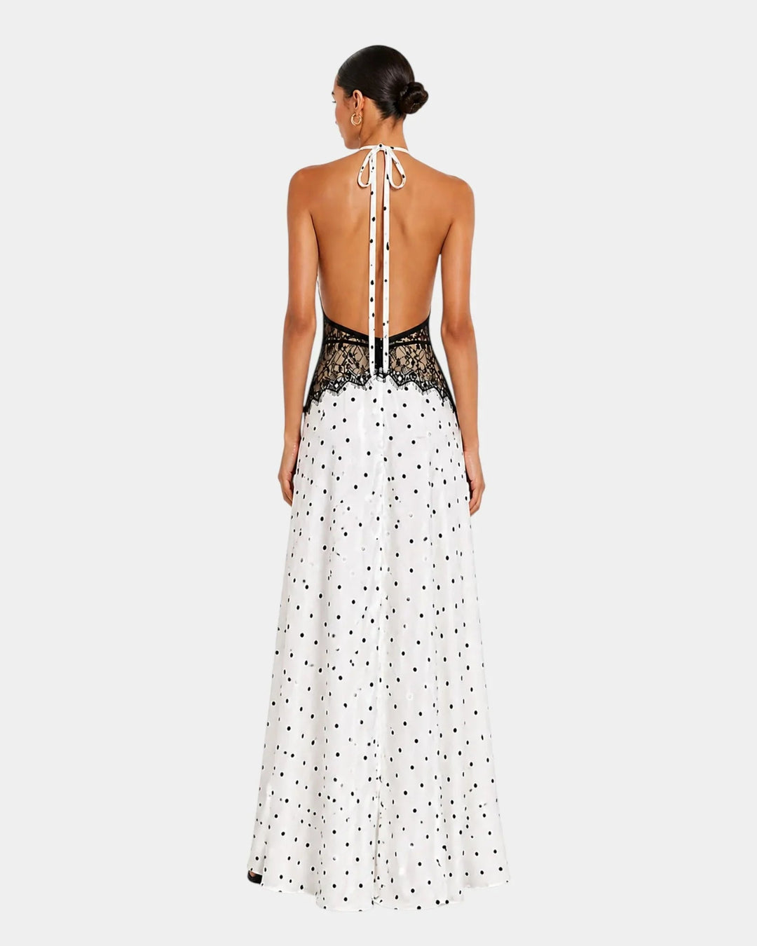 Pomeline | Robe maxi à pois avec dentelle élégante
