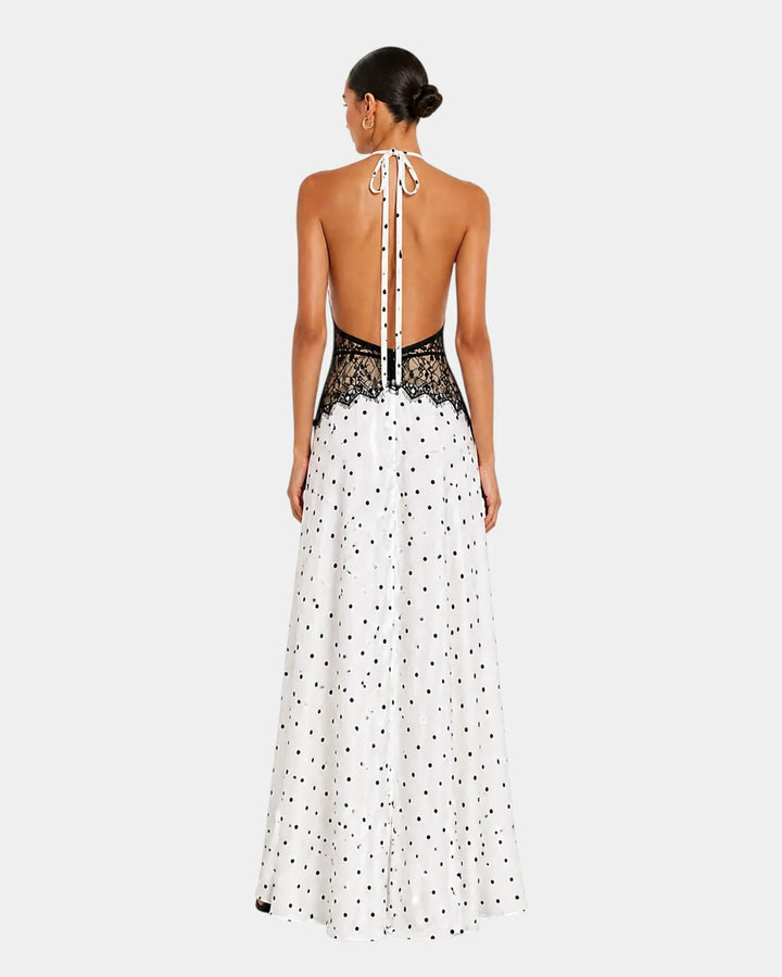 Pomeline | Robe maxi à pois avec dentelle élégante