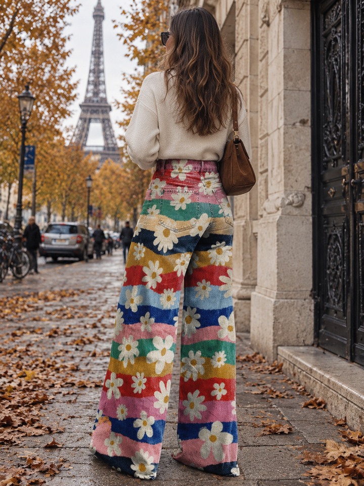 Violette | Pantalons Fleurs Élégants