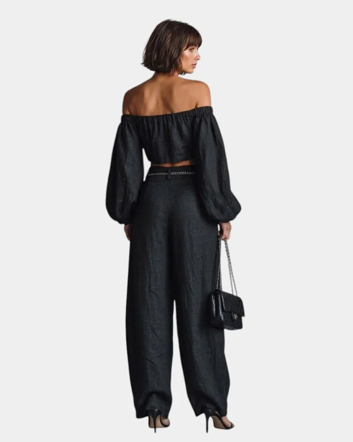 Cíntia | Ensemble à épaules dénudées avec pantalon large