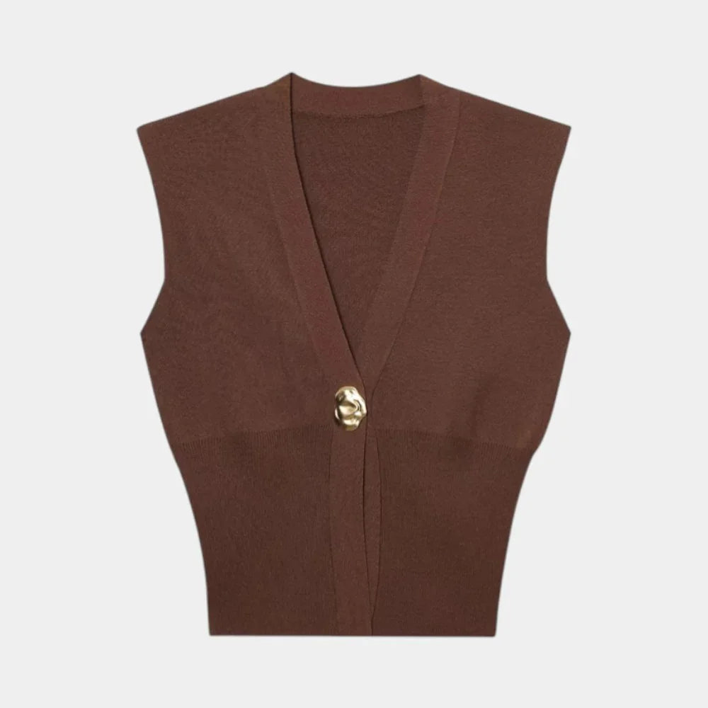 Félicie | Gilet en Tricot Détail Boutonné Col V