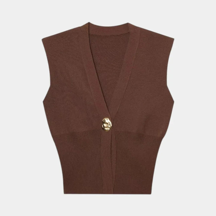 Félicie | Gilet en Tricot Détail Boutonné Col V